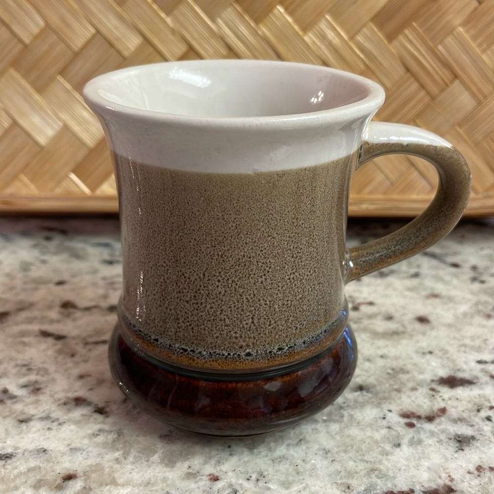 Vintage Coffee Mug Brown Drip Glazed Pottery